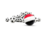 Yemen. Flag in front of footballs. Download icon.