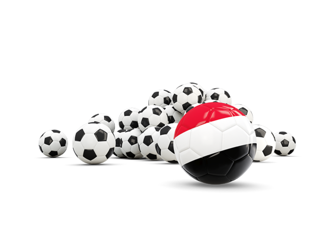 Flag in front of footballs. Download flag icon of Yemen at PNG format