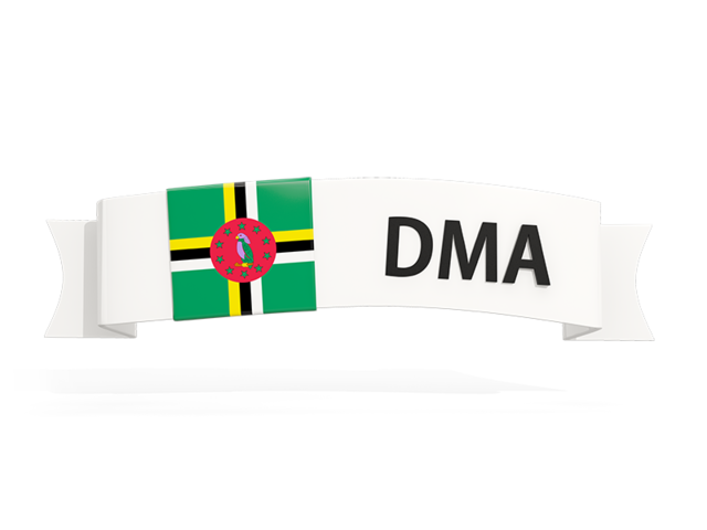 Flag on banner. Download flag icon of Dominica at PNG format