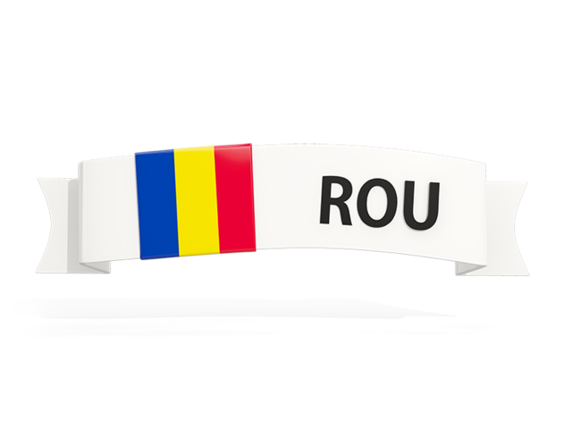Flag on banner. Download flag icon of Romania at PNG format