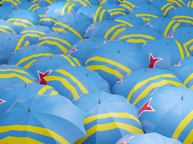 Flag on umbrellas. Download flag icon of Aruba at PNG format