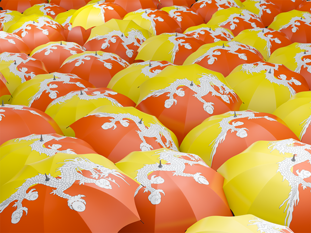 Flag on umbrellas. Download flag icon of Bhutan at PNG format
