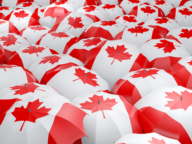 Флаг на зонтиках. Скачать флаг. Канада