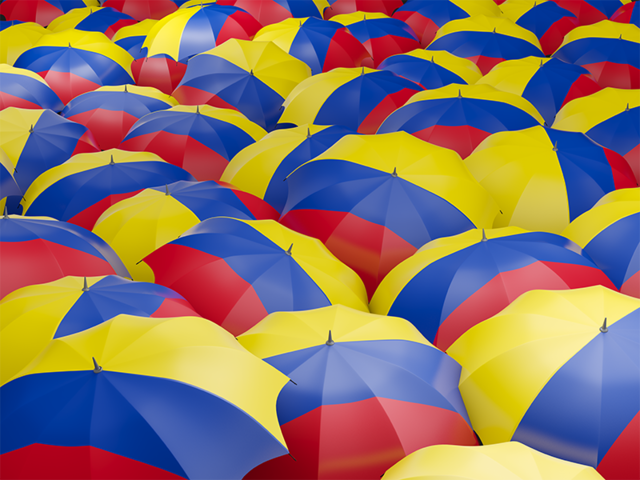 Флаг на зонтиках. Скачать флаг. Колумбия