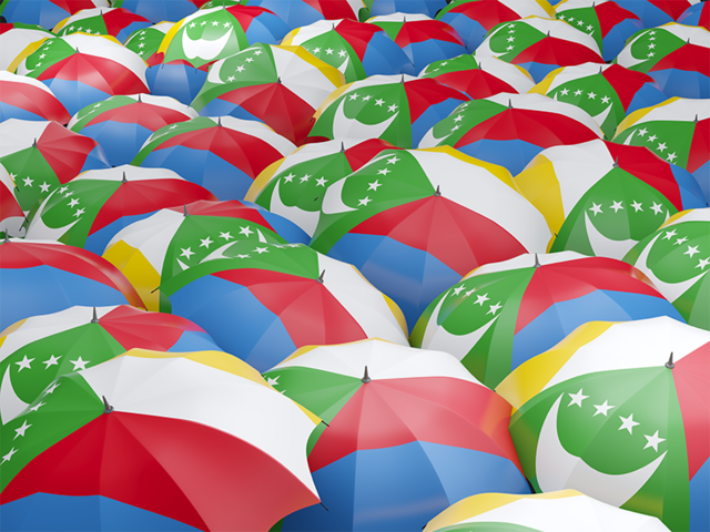 Flag on umbrellas. Download flag icon of Comoros at PNG format