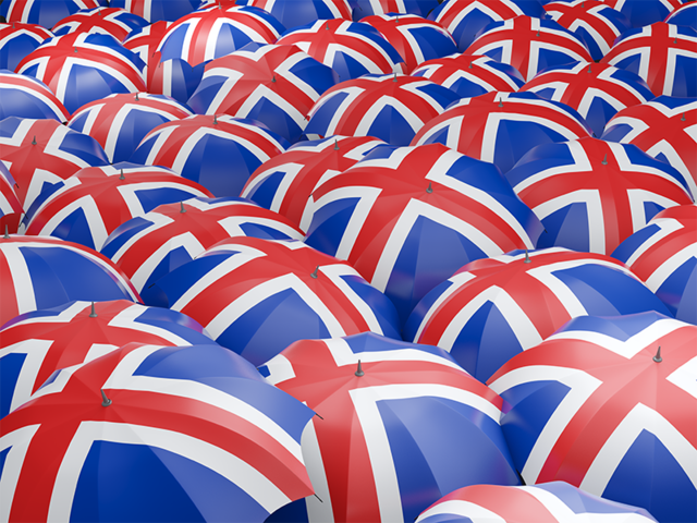 Флаг на зонтиках. Скачать флаг. Исландия