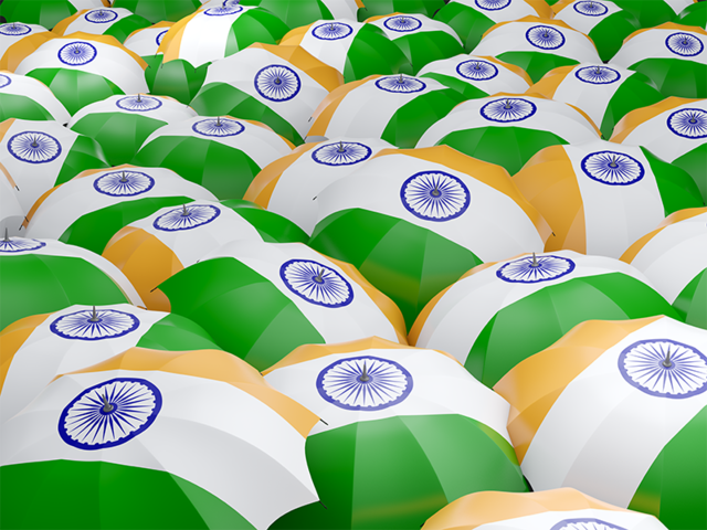 Флаг на зонтиках. Скачать флаг. Индия