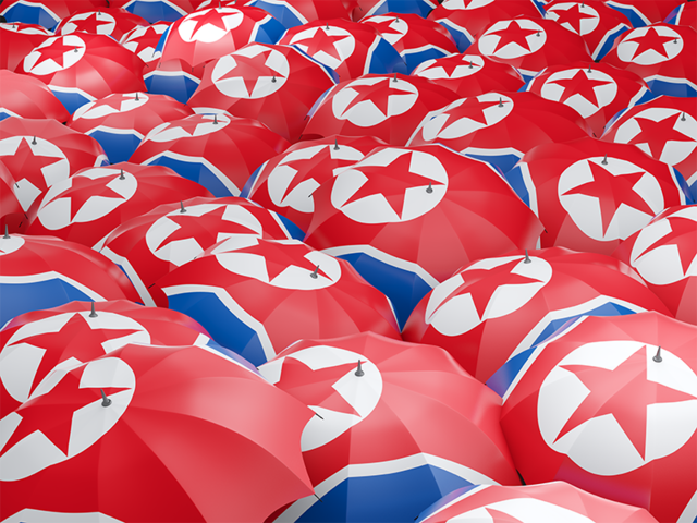Флаг на зонтиках. Скачать флаг. Северная Корея