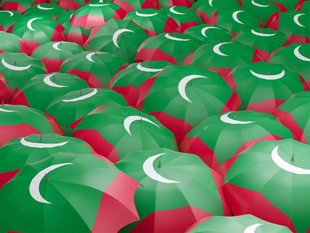 Флаг на зонтиках. Скачать флаг. Мальдивы