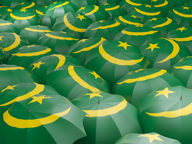 Флаг на зонтиках. Скачать флаг. Мавритания