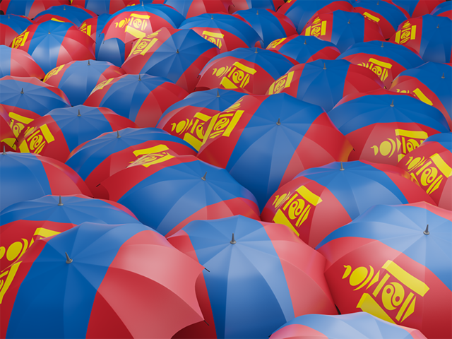 Флаг на зонтиках. Скачать флаг. Монголия