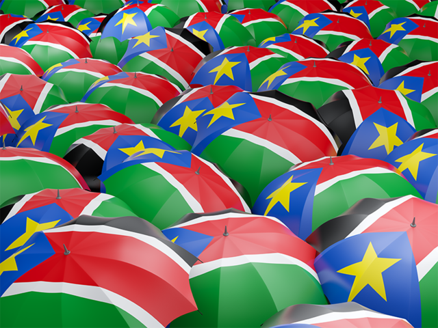 Флаг на зонтиках. Скачать флаг. Южный Судан