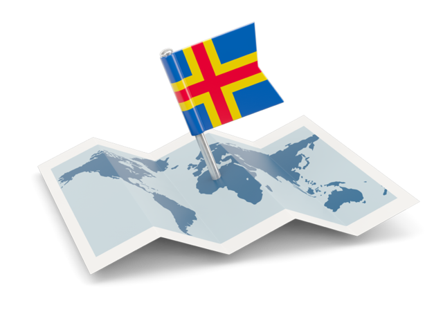 Flag pin with map. Download flag icon of Aland Islands at PNG format