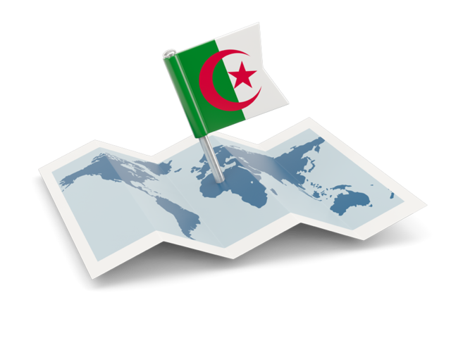 Флажок с картой. Скачать флаг. Алжир