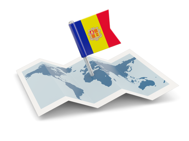 Flag pin with map. Download flag icon of Andorra at PNG format