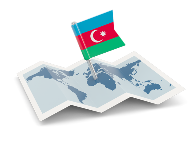 Флажок с картой. Скачать флаг. Азербайджан