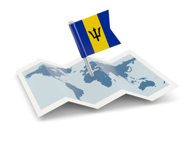 Флажок с картой. Скачать флаг. Барбадос