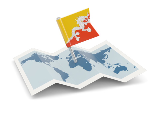 Flag pin with map. Download flag icon of Bhutan at PNG format