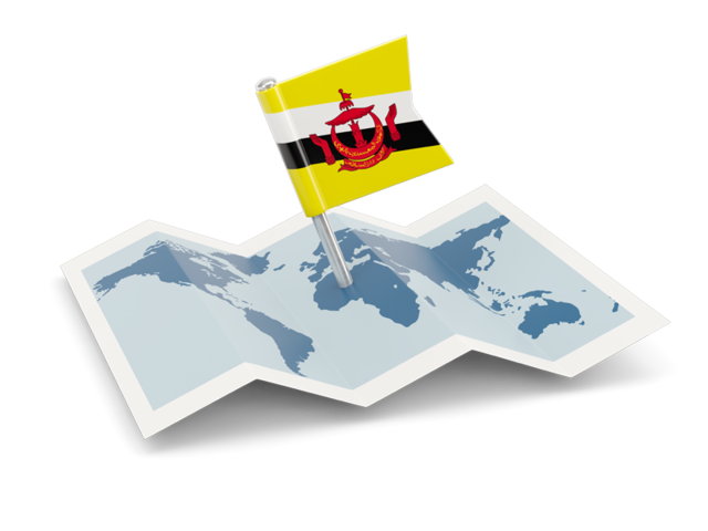 Flag pin with map. Download flag icon of Brunei at PNG format