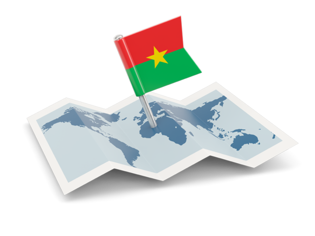 Флажок с картой. Скачать флаг. Буркина Фасо