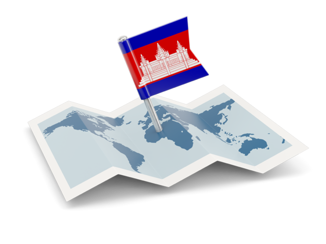 Flag pin with map. Download flag icon of Cambodia at PNG format