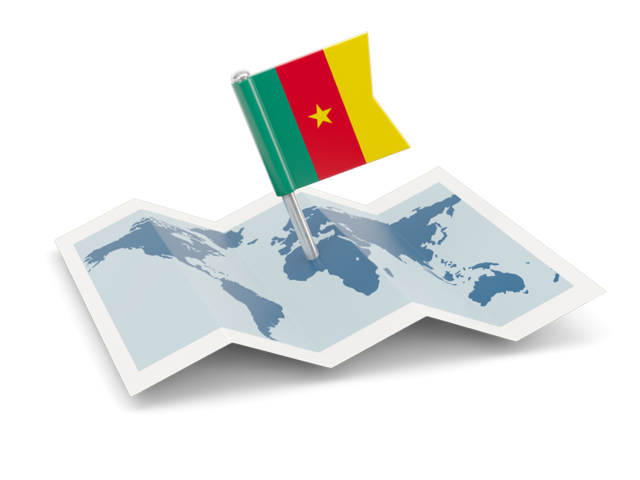 Flag pin with map. Download flag icon of Cameroon at PNG format