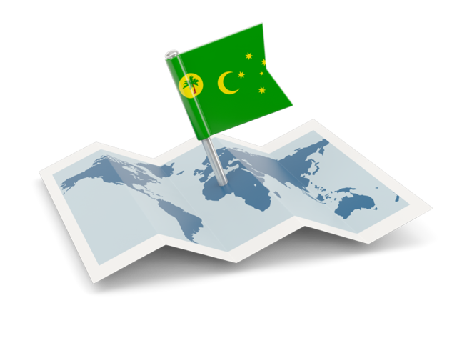 Flag pin with map. Download flag icon of Cocos Islands at PNG format