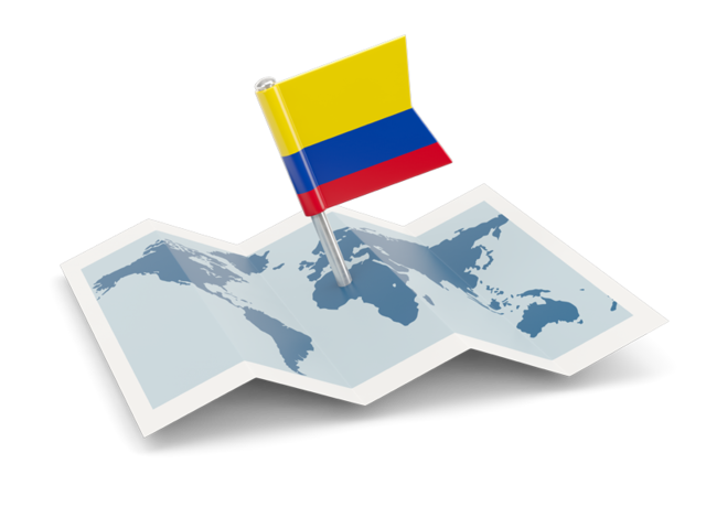 Флажок с картой. Скачать флаг. Колумбия
