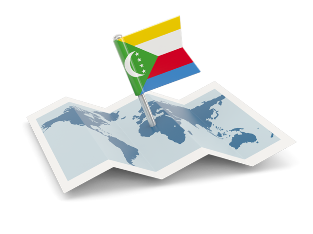 Flag pin with map. Download flag icon of Comoros at PNG format