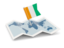Cote d'Ivoire. Flag pin with map. Download icon.