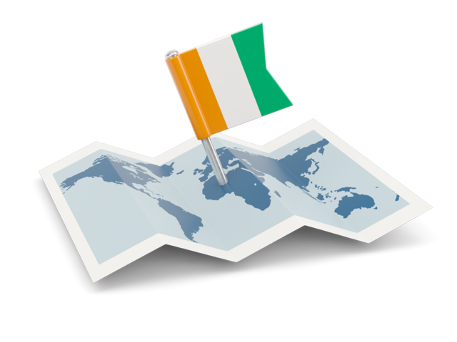 Flag pin with map. Download flag icon of Cote d'Ivoire at PNG format