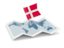 Denmark. Flag pin with map. Download icon.