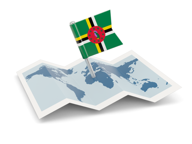 Flag pin with map. Download flag icon of Dominica at PNG format