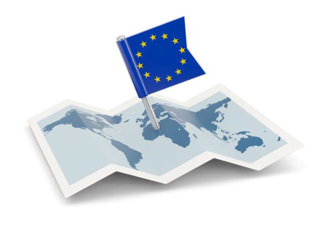 Flag pin with map. Download flag icon of European Union at PNG format