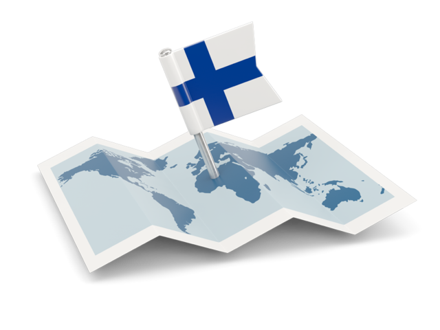 Flag Pin With Map Illustration Of Flag Of Finland
