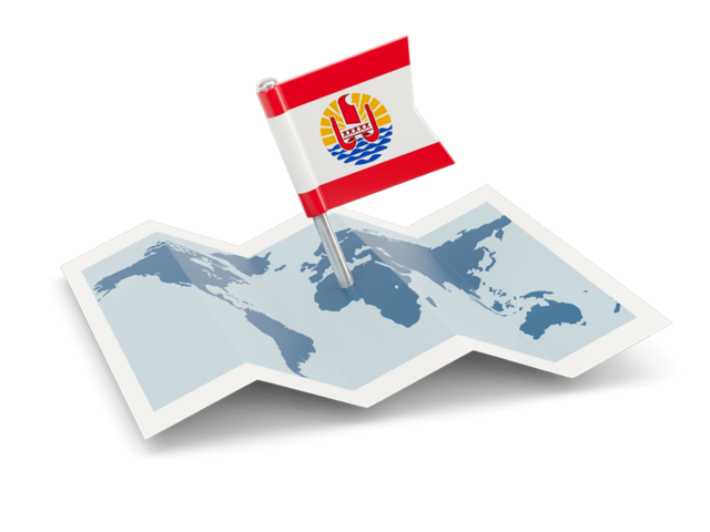 Флажок с картой. Скачать флаг. Французская Полинезия