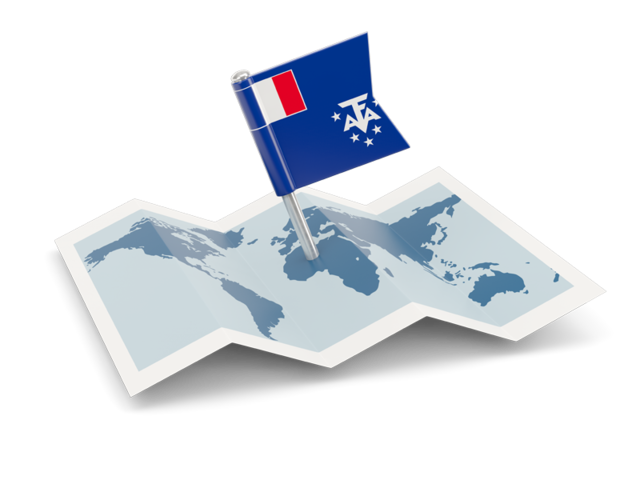 Флажок с картой. Скачать флаг. Французские Южные и Антарктические территории
