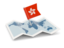 Hong Kong. Flag pin with map. Download icon.