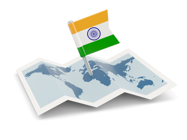 Флажок с картой. Скачать флаг. Индия