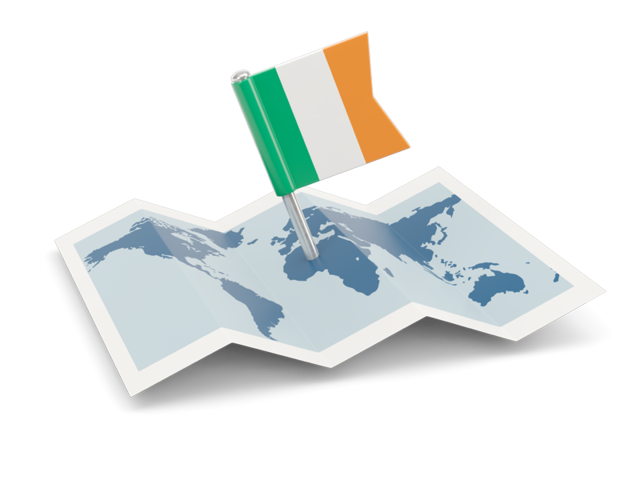 Флажок с картой. Скачать флаг. Ирландия