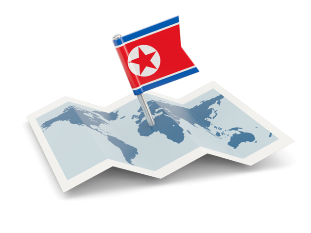 Флажок с картой. Скачать флаг. Северная Корея