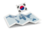 Южная Корея. Флажок с картой. Скачать иллюстрацию.