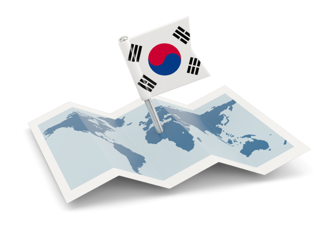 Флажок с картой. Скачать флаг. Южная Корея