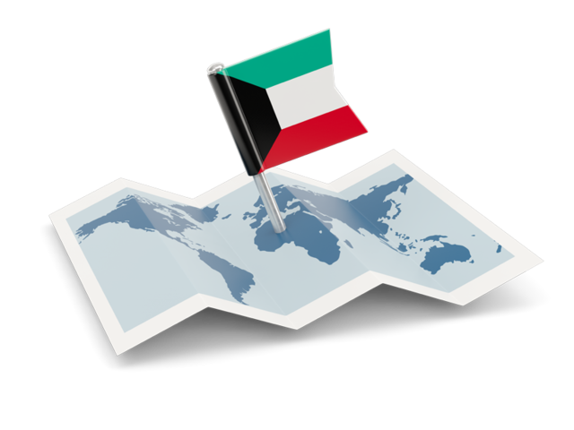 Флажок с картой. Скачать флаг. Кувейт