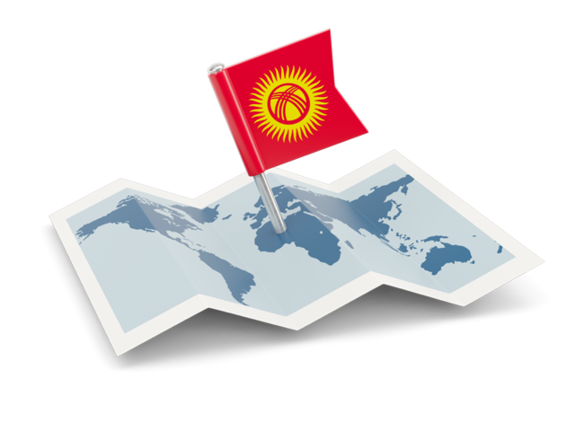 Flag pin with map. Download flag icon of Kyrgyzstan at PNG format
