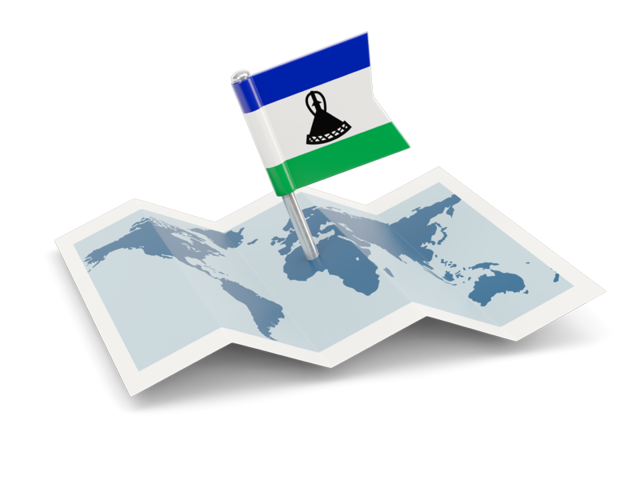 Flag pin with map. Download flag icon of Lesotho at PNG format