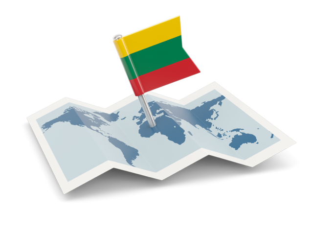 Flag pin with map. Download flag icon of Lithuania at PNG format