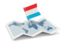 Luxembourg. Flag pin with map. Download icon.