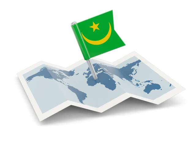 Флажок с картой. Скачать флаг. Мавритания