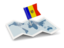 Moldova. Flag pin with map. Download icon.